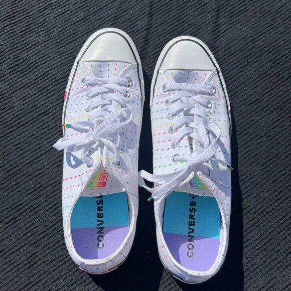 Converse Chuck Taylor All-Star Ox Pride White Rainbow Men's Sz 12 - Picture 5 of 9